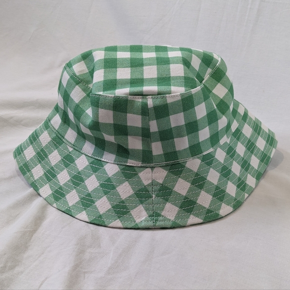 NWT Loft Green Gingham Cotton Bucket Hat - Picture 7 of 7